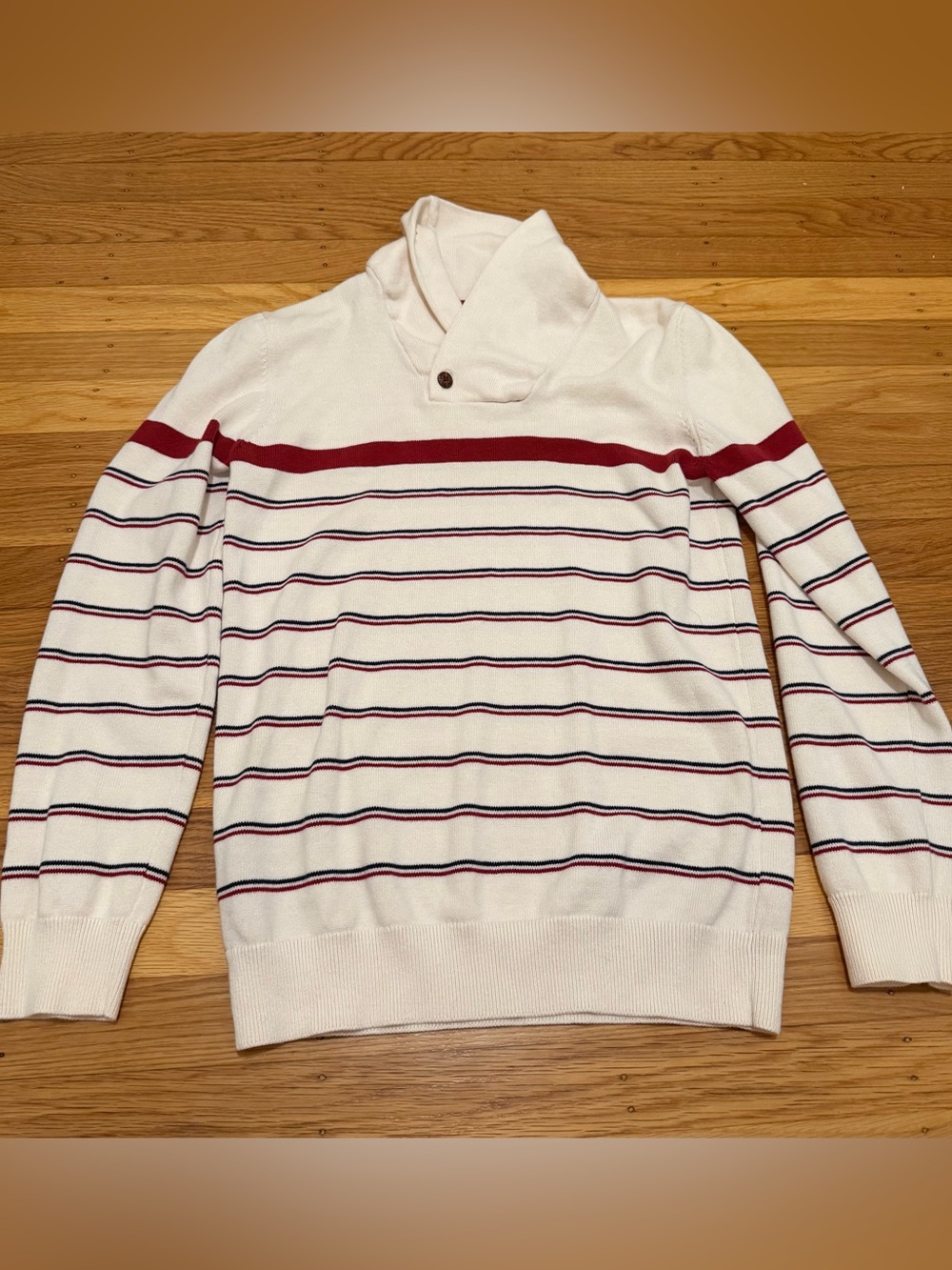 Boys XL(14-16yo) Cream Turtleneck Stripe Sweater